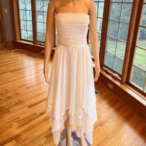 *Fiesta Ivory Strapless Tulle Scarf Hem Bridal Gown Wedding Dress Size XL 13